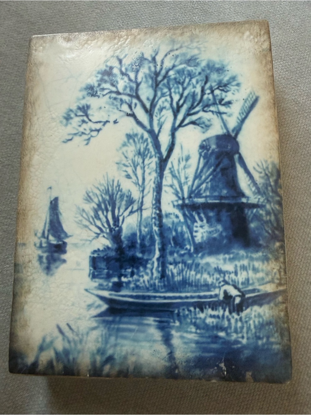 Sid Dickens Delft Blue T-315 Windmill Plaque like new